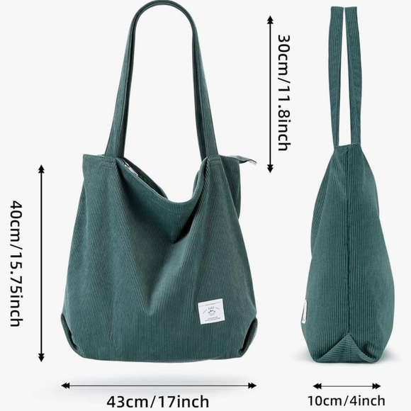 Kalidi-Casual Green Corduroy Tote Bag with Slouchy Design-NWOT - Picture 2 of 9